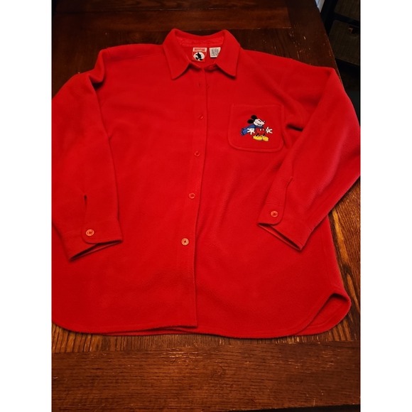 Vintage Disney Mickey Mouse Polar Fleece Oversized Shirt Jacket Womens XL (A573) - Picture 1 of 8